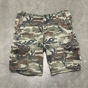 Y2K 2000s Quicksilver Camo Camouflage Regular Fit Cargo Shorts 30x9”